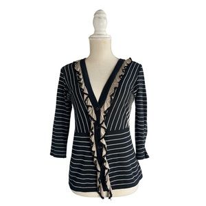 CAbi Black & Cream Button Down Sweater